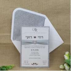 Glitter Wedding Invitation Rectangle Silvery Invitation with Envelope Customized Decoration 